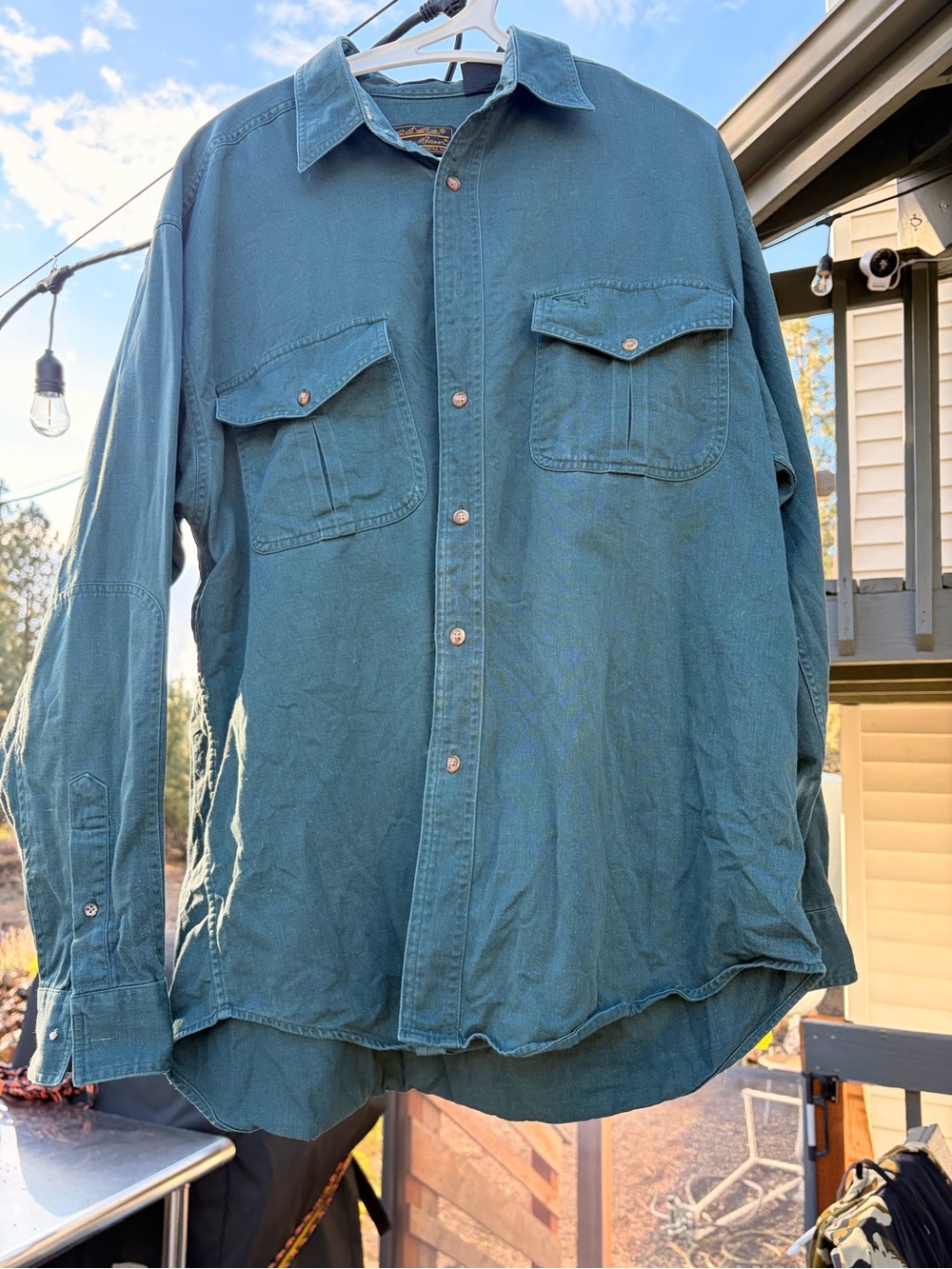 Vintage Eddie Bauer Rufton Twill Long Sleeve Button Up Shirt Mens size Large